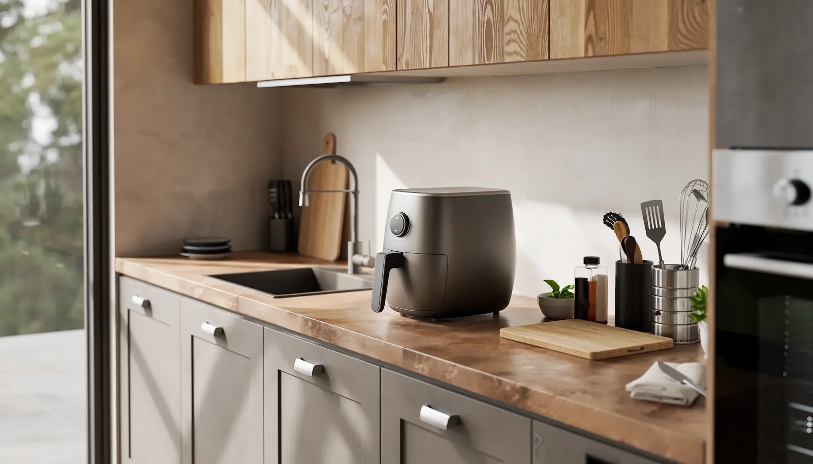 Airfryer im Alltag auf einer Küchenarbeitsfläche