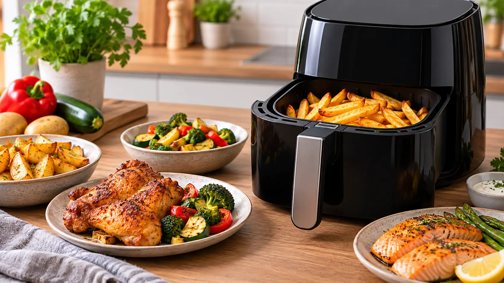 Bratwurst im Airfryer mit knusprig gebräunter Oberfläche